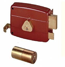 CISA Κλειδαριά κουτιαστή (εξωτερική) 50mm χωρίς αντίκρυσμα κόκκινη με 3 κλειδιά