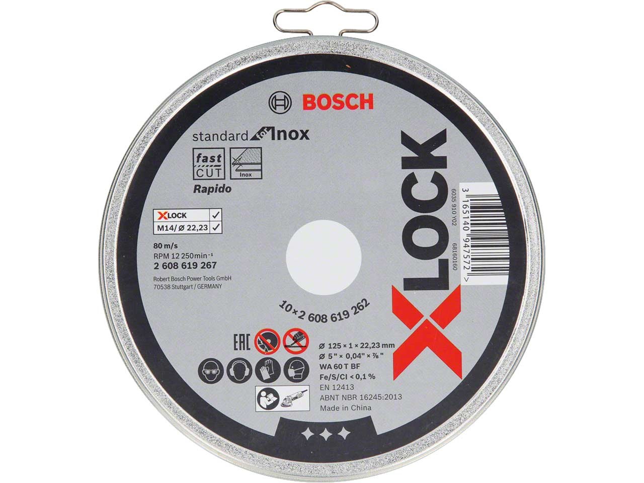 Δίσκος κοπής 125mm (10τεμ.) X-LOCK Standard for Inox BOSCH