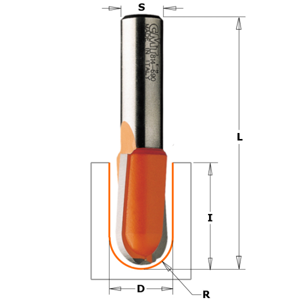 Κοπτικό Εργαλείο Ρούτερ Αυλάκωσης (R3.2mm-D6.35mm-S12.7mm) CMT