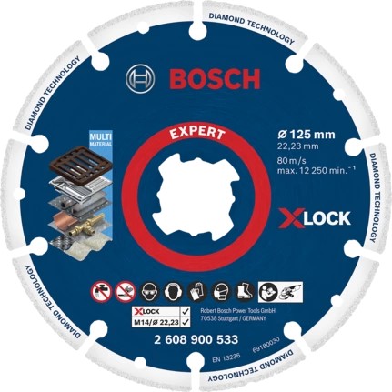 Δίσκος κοπής EXPERT Diamond Metal Wheel X-LOCK 125 x 22,23mm BOSCH