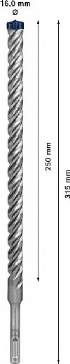 Κρουστικό τρυπάνι (16.0Χ315mm) EXPERT SDS-PLUS-7X BOSCH