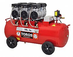 TOROS Αεροσυμπιεστής Monoblock 230V, Χαμηλού Θορύβου Oil Free 100lt, 3.0Hp