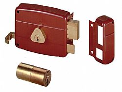 CISA Κλειδαριά κουτιαστή (εξωτερική) 40mm με αντίκρυσμα κόκκινη με 3 κλειδιά