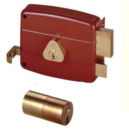 CISA Κλειδαριά κουτιαστή (εξωτερική) 50mm χωρίς αντίκρυσμα κόκκινη με 3 κλειδιά