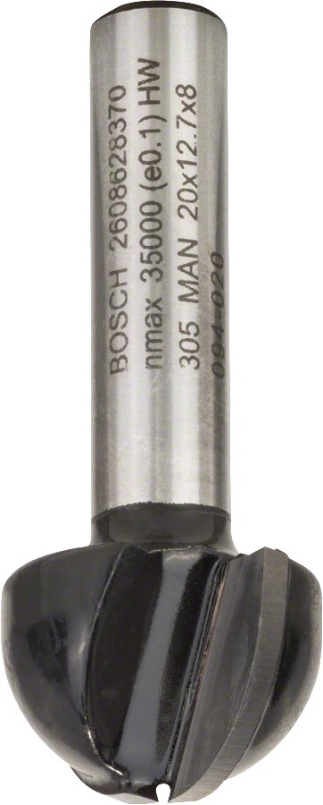 Κοπτικό Ρούτερ Φρέζα Κοιλωμάτων Δίκοπη 8mm (D)20mm (R)10mm Σκληρομέταλλο BOSCH