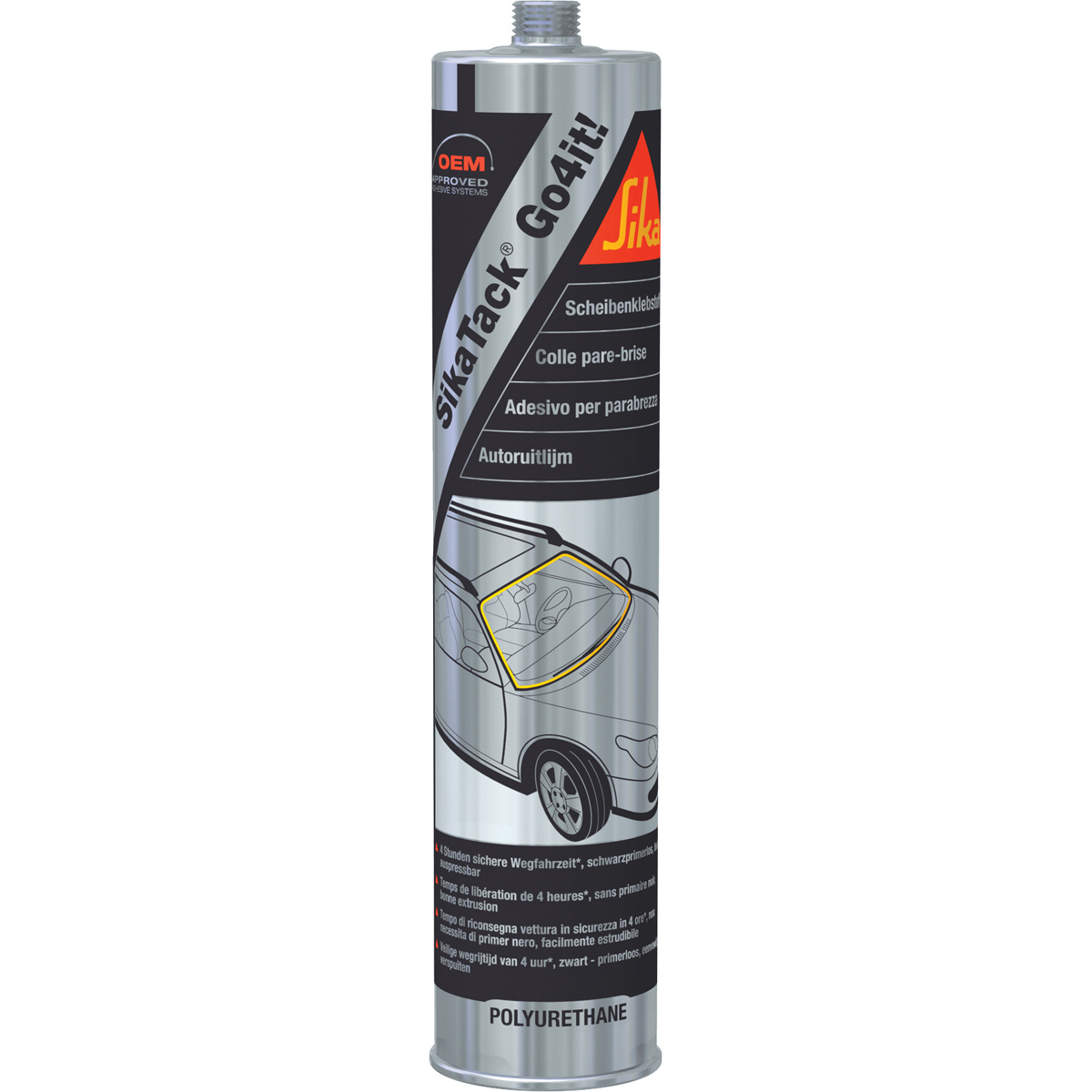 SikaTack Go4it, Κόλλα Παρμπρίζ, Φύσιγγα 300ML (Μαύρο)
