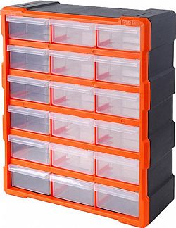 Κουτί Αποθήκευσης Πλαστικό με 18 Πλαστικά Συρτάρια Διάφανα TACTIX