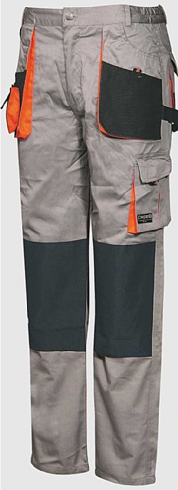 FAGEO Παντελόνι εργασίας, Γκρι/Πορτοκαλί, εργονομικές τσέπες, με ενίσχυση oxford στα γόνατα σειρά 546