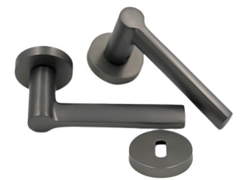 Πόμολο πόρτας με ροζέτα, αλουμίνιο χρώμα Ματ Γραφίτη σειρά 8002