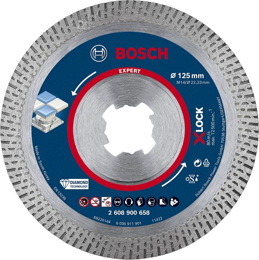 Διαμαντόδισκος Kοπής EXPERT HardCeramic X-LOCK 125 x 22,23 x 1,4 x 10mm BOSCH