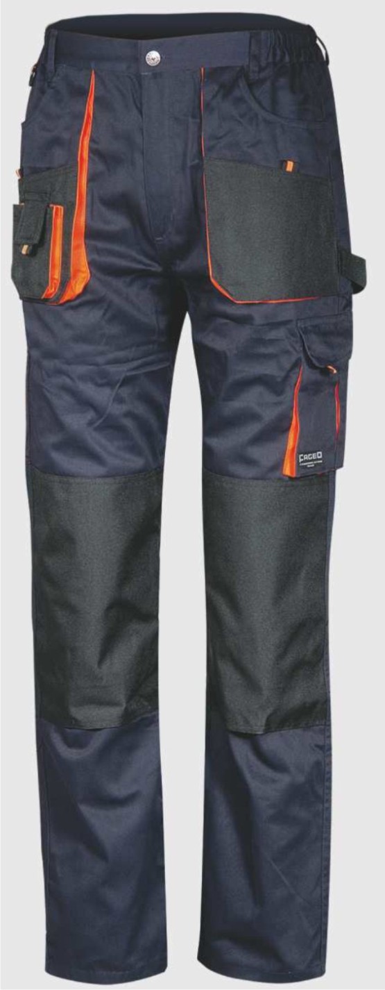 FAGEO Παντελόνι εργασίας, Navy Blue/Πορτοκαλί, εργονομικές τσέπες, με ενίσχυση oxford στα γόνατα σειρά 546