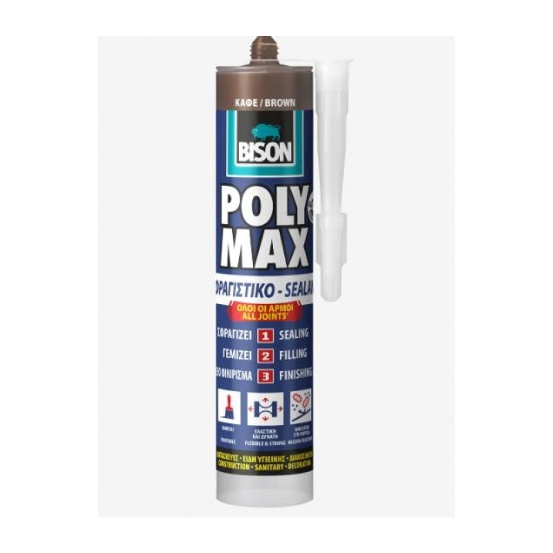 BISON Poly Max Σφραγιστική Σιλικόνη All in One Φύσιγγα 280ml, Καφέ