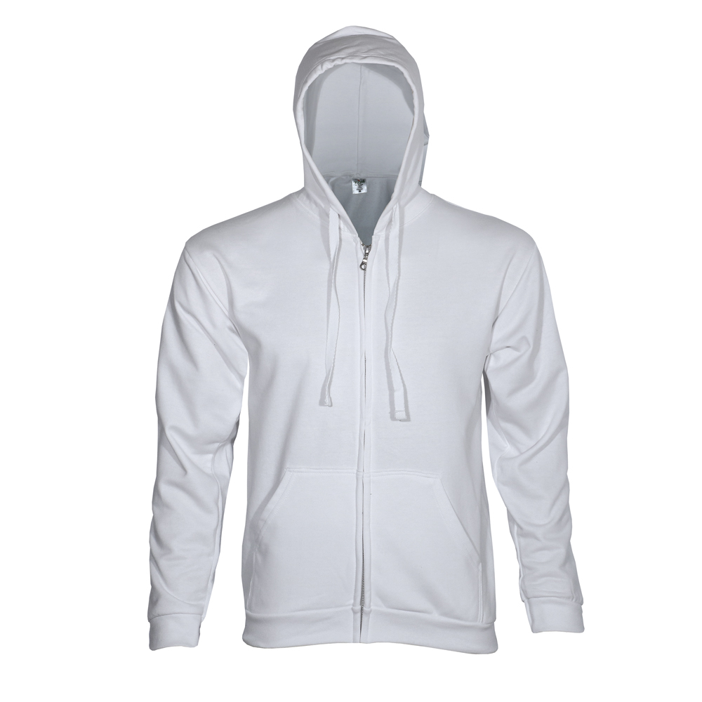 KPrime Φούτερ ζακέτα, κουκούλα,φερμουάρ πλαϊνες και μπροστινή τσέπη, Λευκό σειρά SWZ 280C