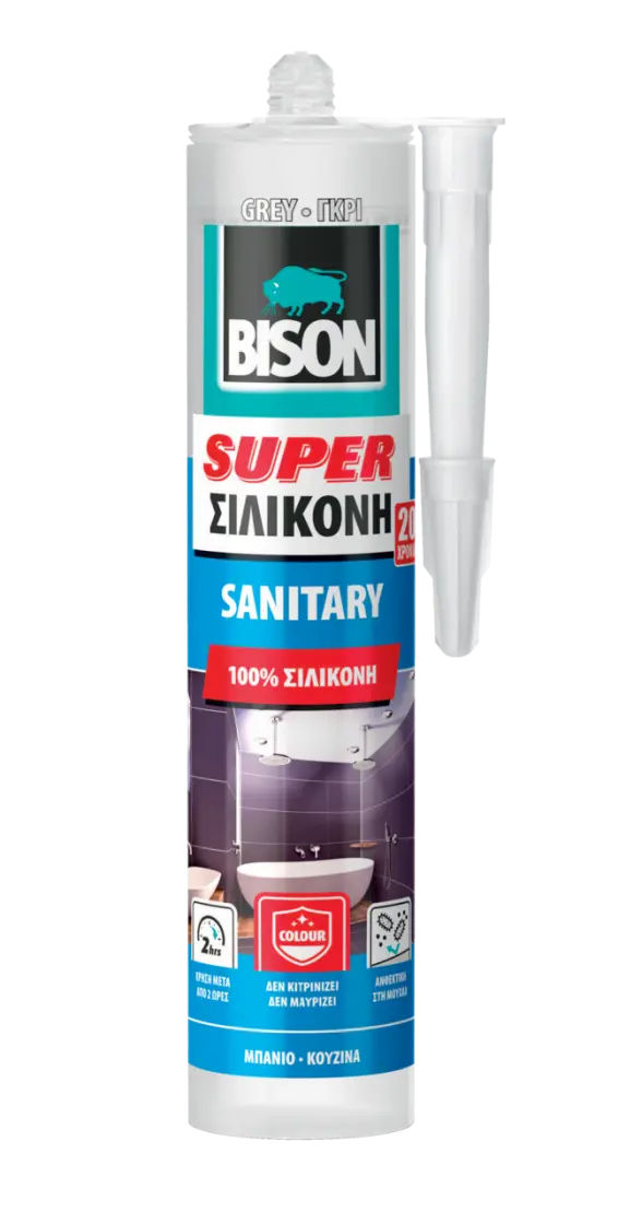 BISON Super Αντιμουχλική Σιλικόνη (Μπάνιο) Γκρι 280ml BISON Super Αντιμουχλική Σιλικόνη (Μπάνιο) Γκρι 280ml